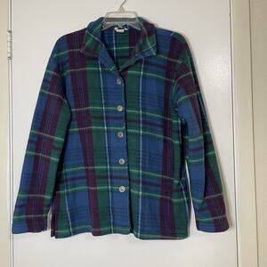 TEDDI vintage flannel blue green soft button front shirt large